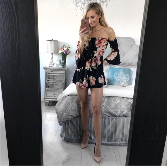 FINAL ONE!!! Floral Print Elastic Waist  Romper - Picture 2 of 8